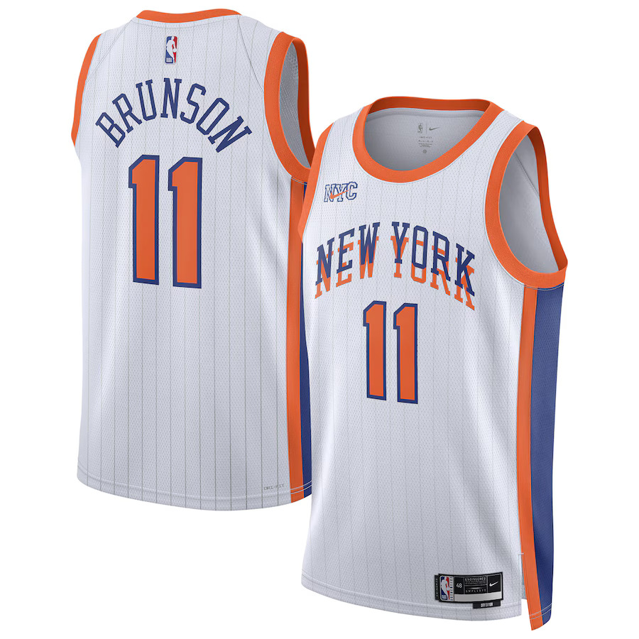 Men New York Knicks #11 Jalen Brunson Nike White City Edition 2024-25 Swingman Player NBA Jerse